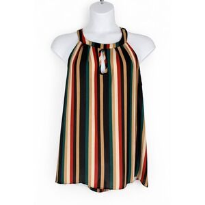 Torrid Size 0 Striped Halter Blouse Flowy Polyester Boho Festival Top